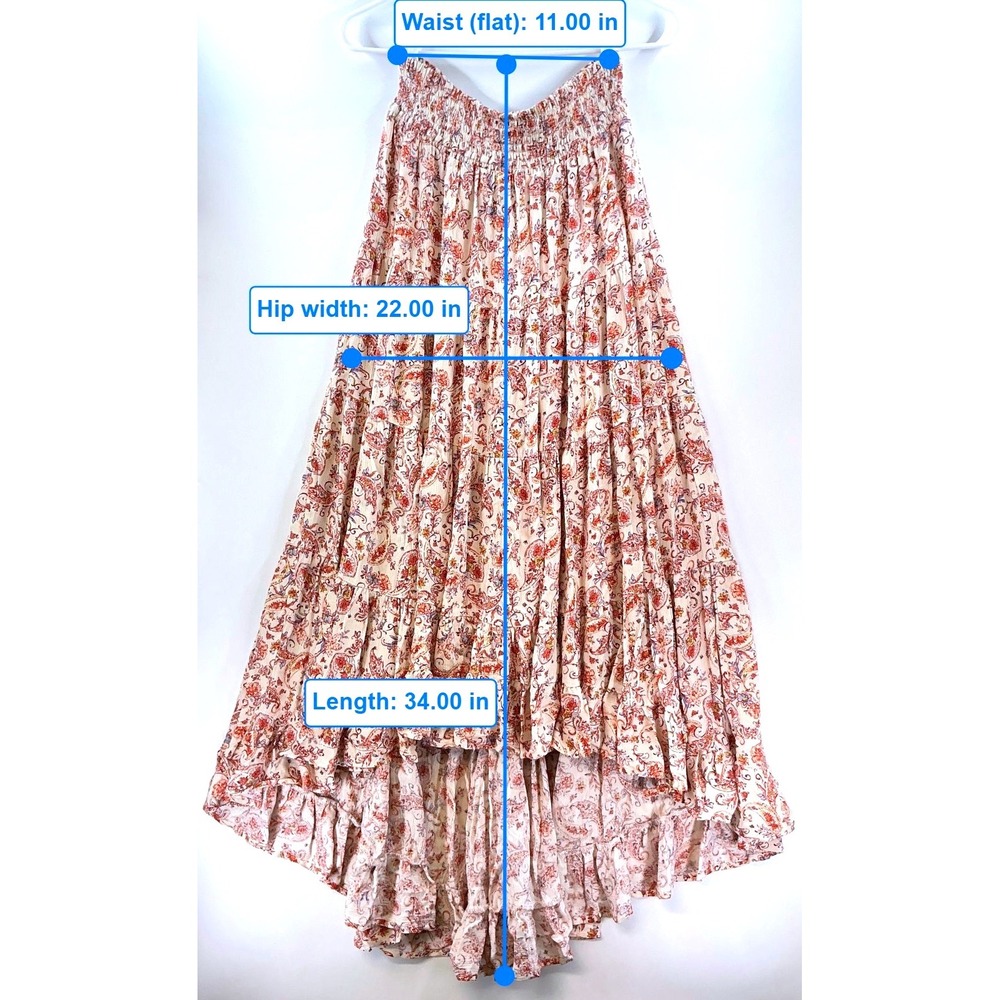 Wild Moss Boho Floral Paisley Tiered Maxi Skirt Sz S Cottagecore Peasant Prarie - Picture 8 of 9